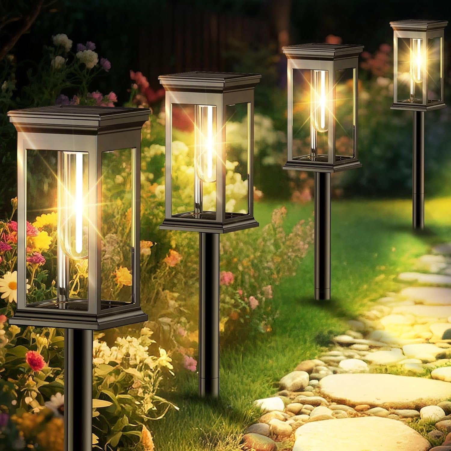 Solar Pathway Lights Outdoor Waterproof – 8 Pack Bright Solar