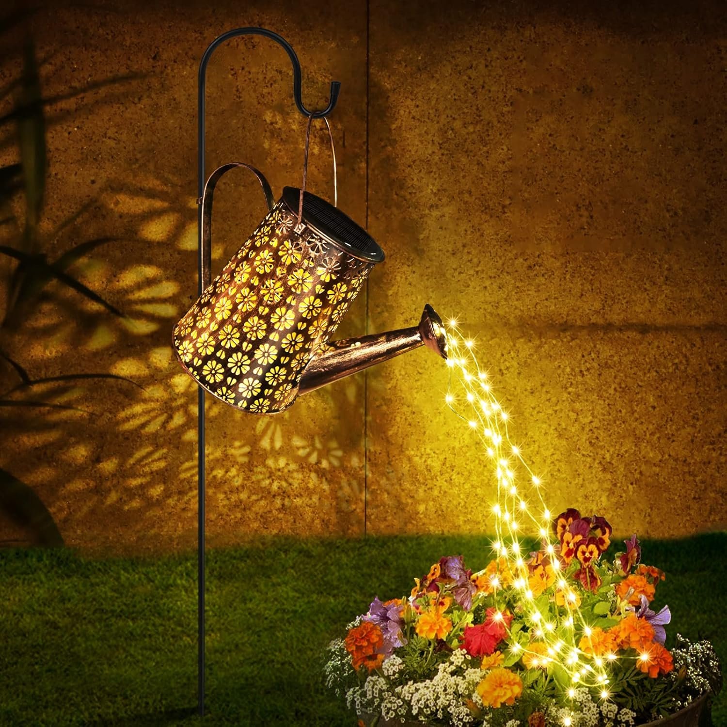 Solar Watering Can with Lights,Solar Outdoor Garden Decor Waterproof Large