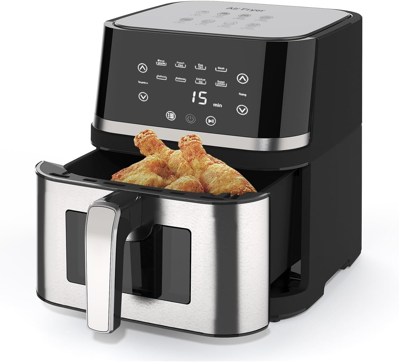 Stainless Steel 8Qt Large Digital Air Fryer with Window for