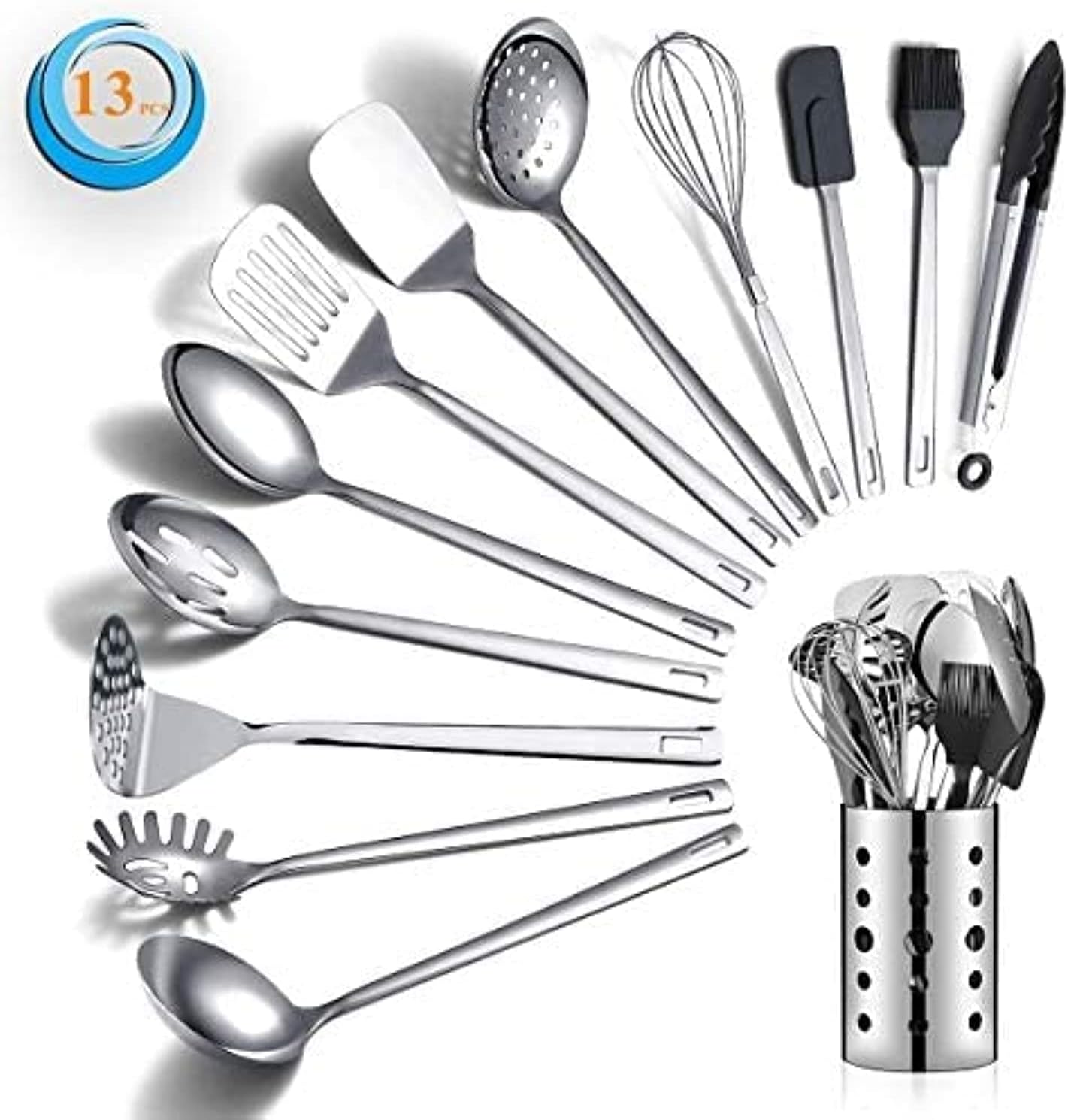 Stainless Steel Cooking Utensils Set, Berglander 13 Pieces Kitchen Utensils