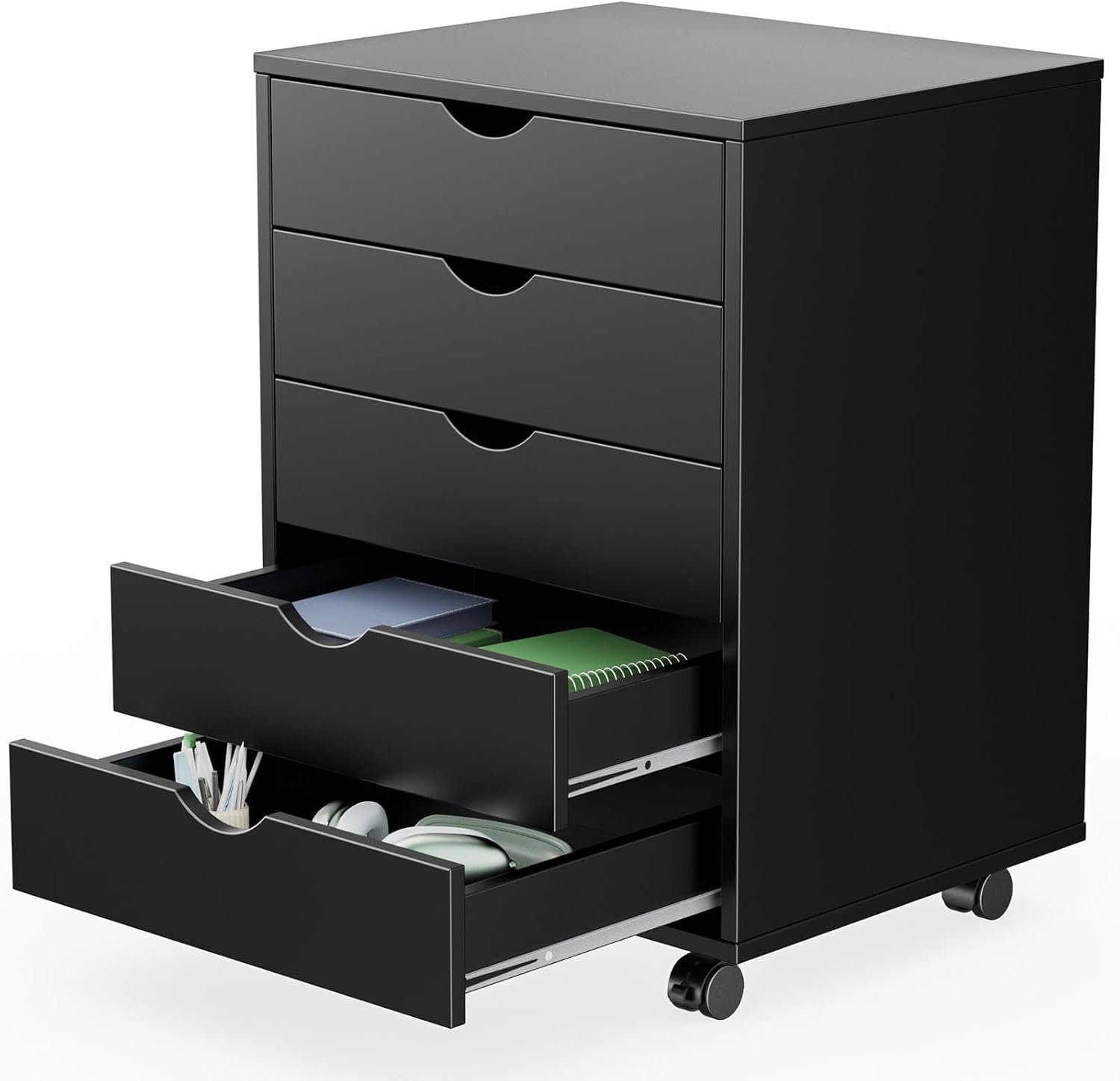 Sweetcrispy 5 Drawer Chest Mobile Storage Cabinets Small Wooden Dresser