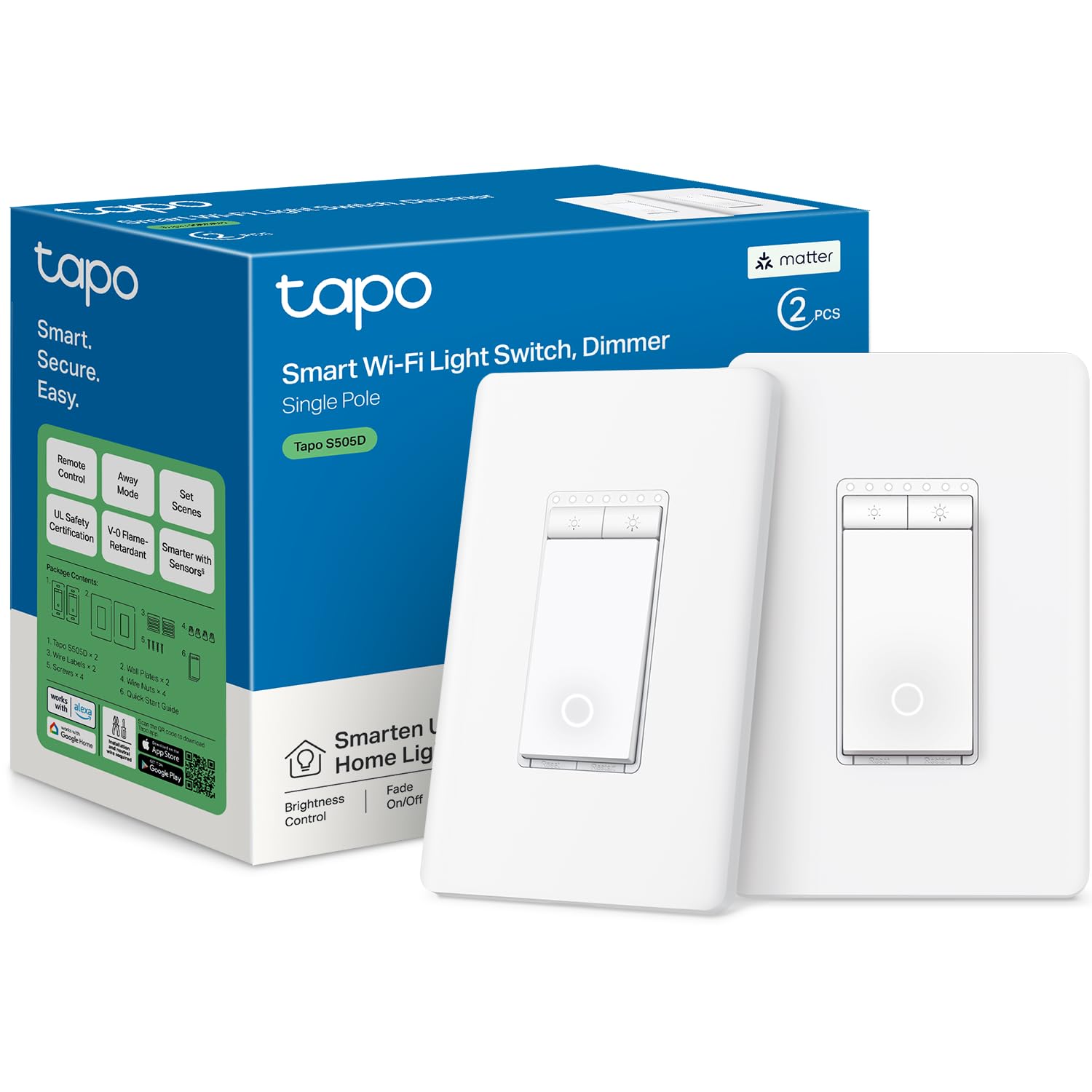 TP-Link Tapo Matter Smart Dimmer Switch: Voice Control w/Siri, Alexa