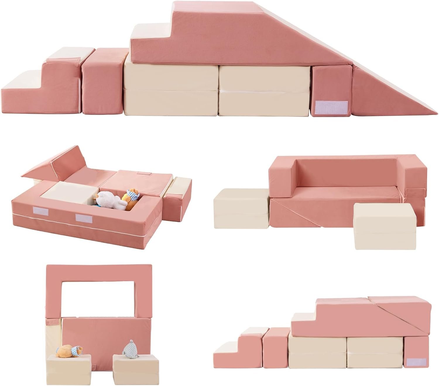 Toddler Foam Climbing Blocks|Modular Kids Soft Play Couch Sofa with