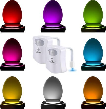 ToiLight 2 Pack. The Original Toilet Bowl Night Light. Fun & Useful Bathroom Motion Sensor Tech Gadget. Funny Novelty Birthday Gift Idea. Stocking Stuffer for Him Her Guys Men Brother Mom