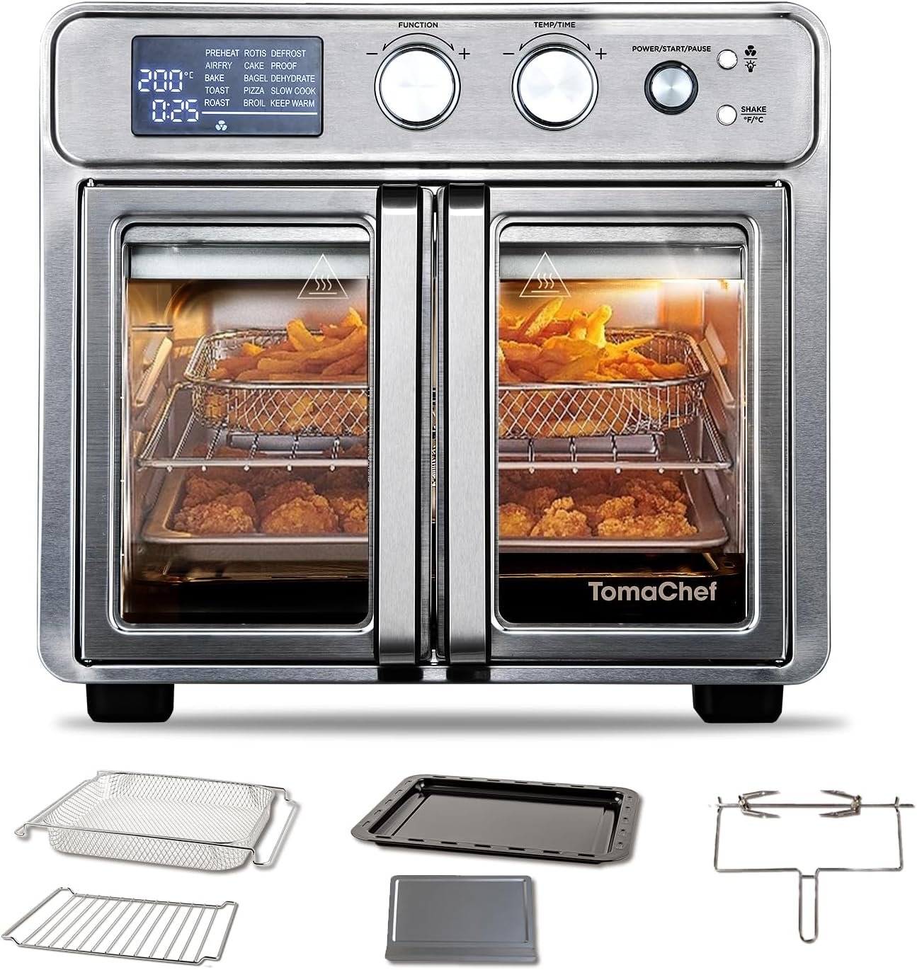 TomaChef 26QT French Door Air Fryer Toaster Oven Combo, 15