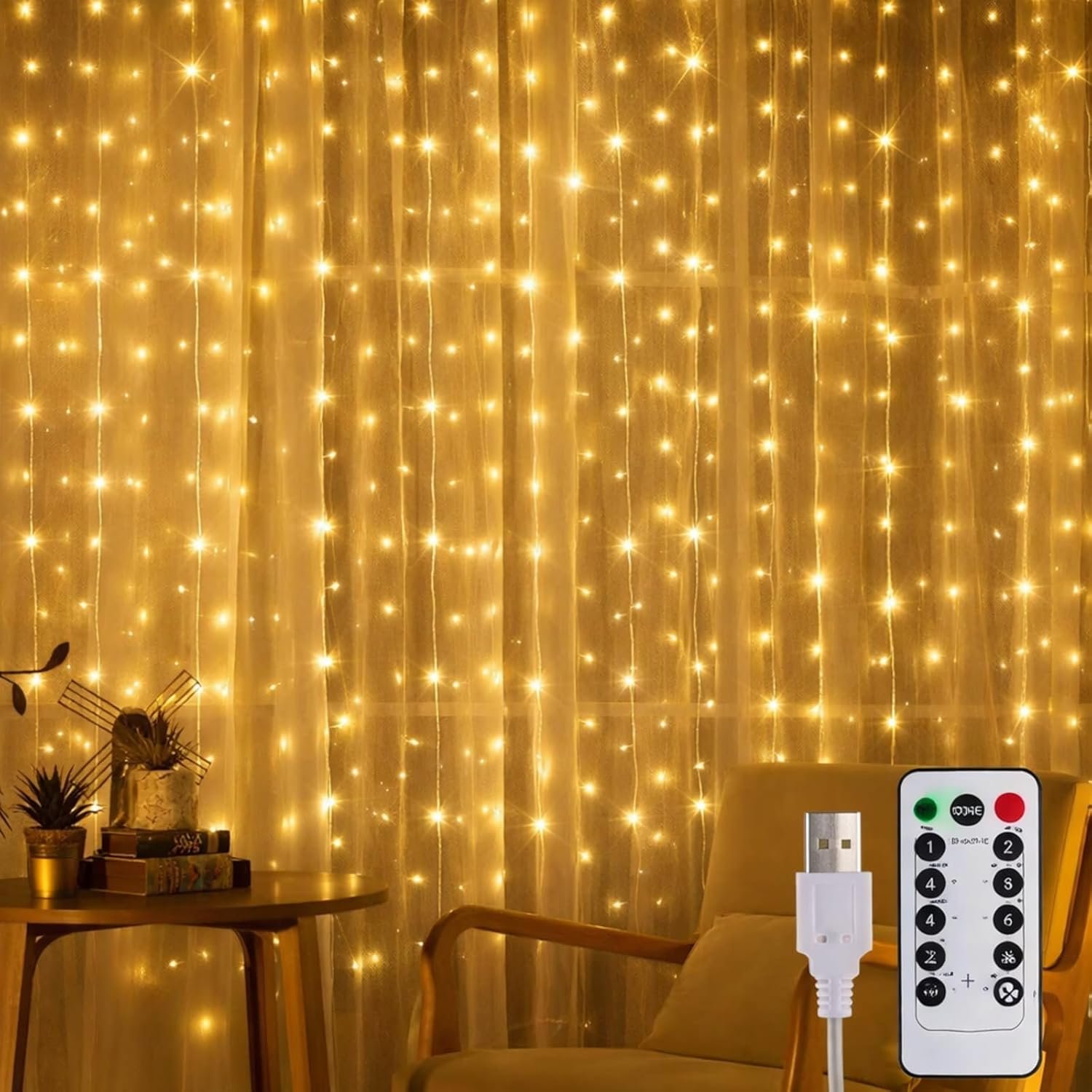 Tuanse 195 LED Curtain Tapestry Lights Backdrop String Lights, 6.5
