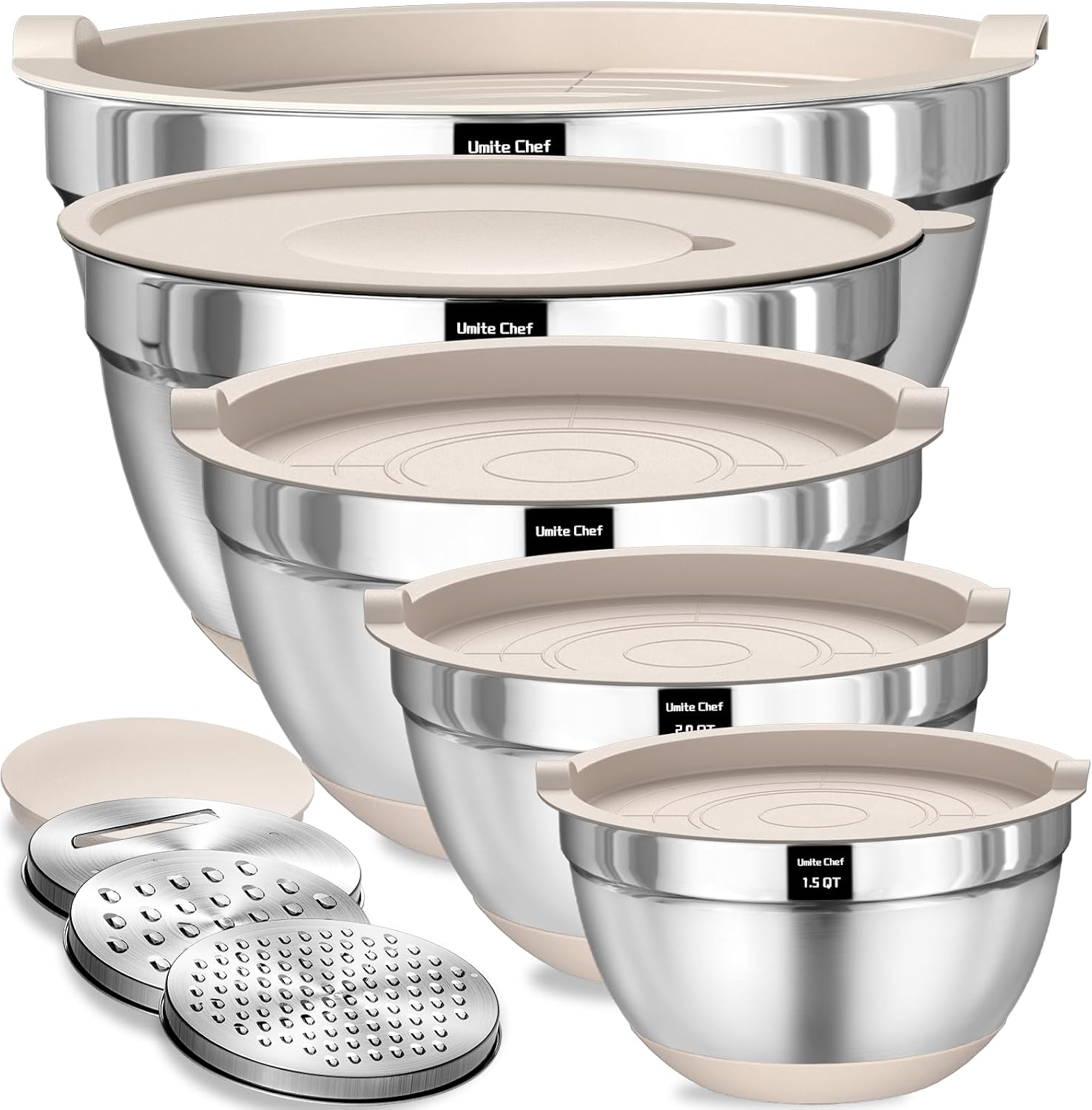 Umite Chef Mixing Bowls with Airtight Lids Set, 8PCS Stainless