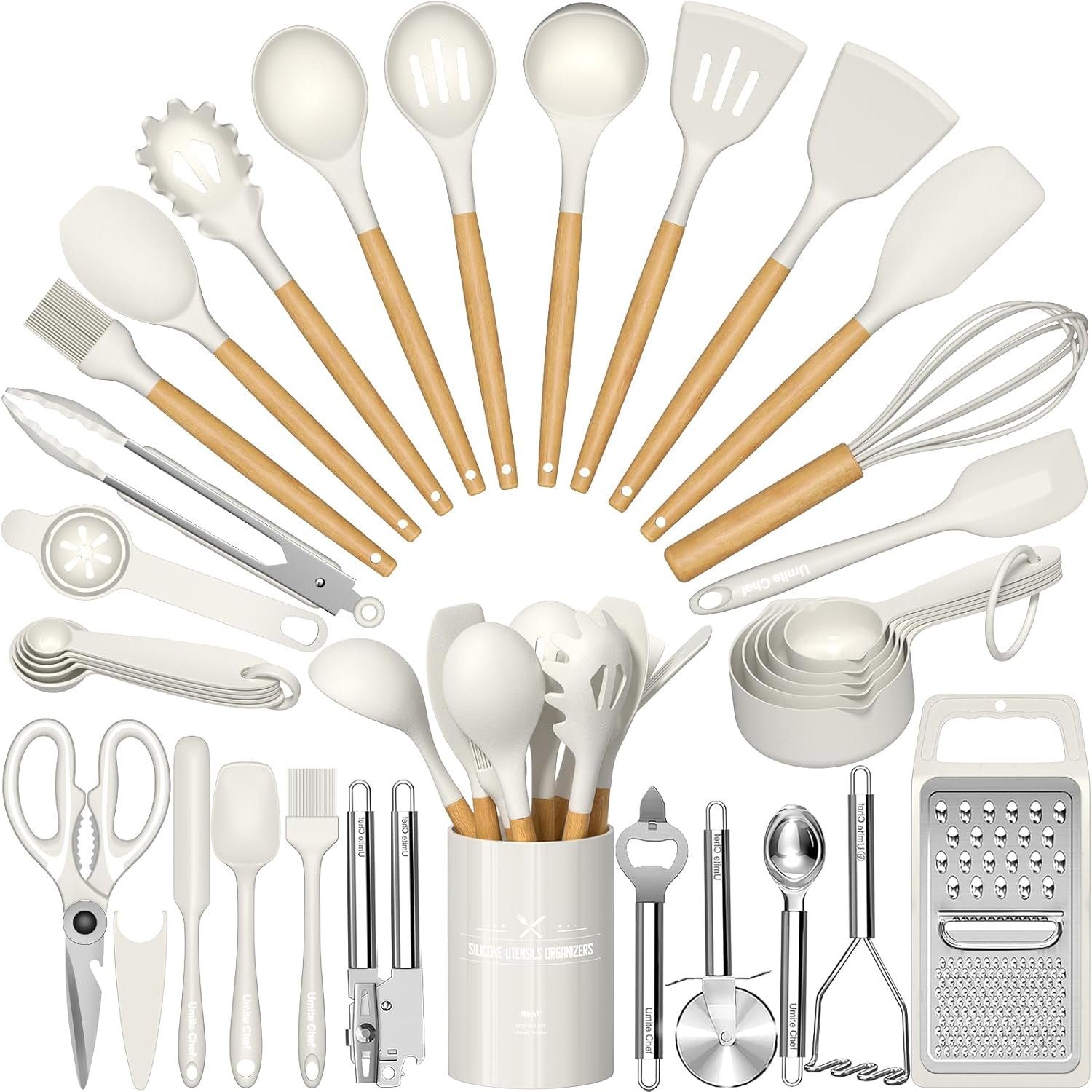Umite Chef Silicone Kitchen Utensil Set, 34PCS Heat Resistant Kitchen