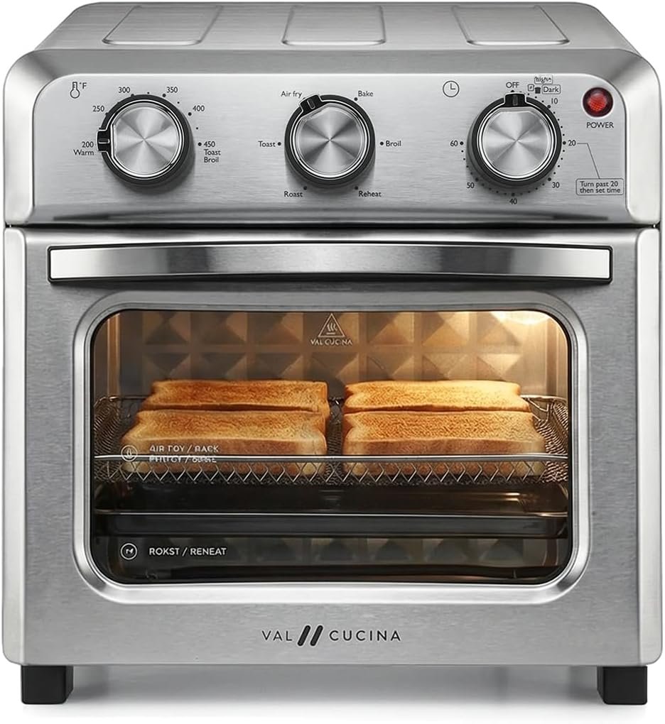 VAL CUCINA 6-in-1 Air Fryer Toaster Oven Combo, Compact 12.7