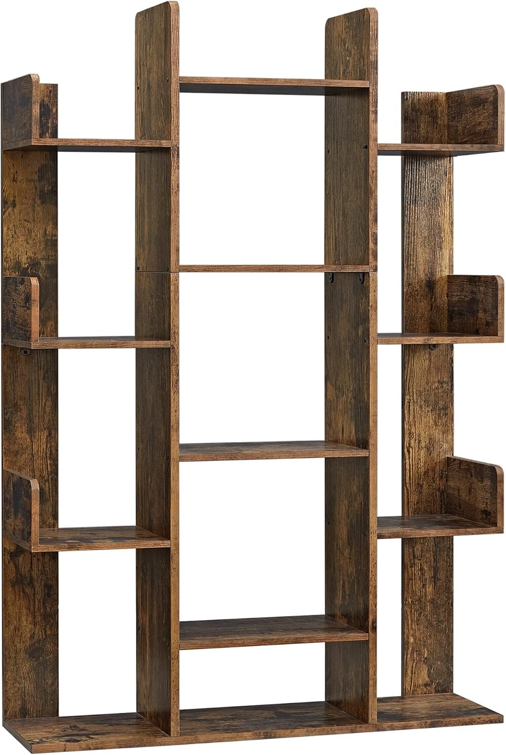 VASAGLE Bookshelf, Tree-Shaped Bookcase with 13 Storage Shelves, Rounded Corners,