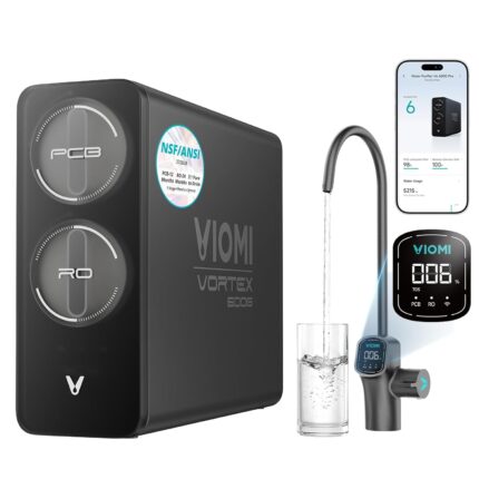 VIOMI V6 Pro Reverse Osmosis System, 600 GPD Tankless RO Water Filter System, Under Sink RO, 9-Stage Filtration, 3:1 Pure-to-Drain, Reduce TDS, NSF/ANSI 42, 53, 58, and 372 Certified, Smart LED Faucet