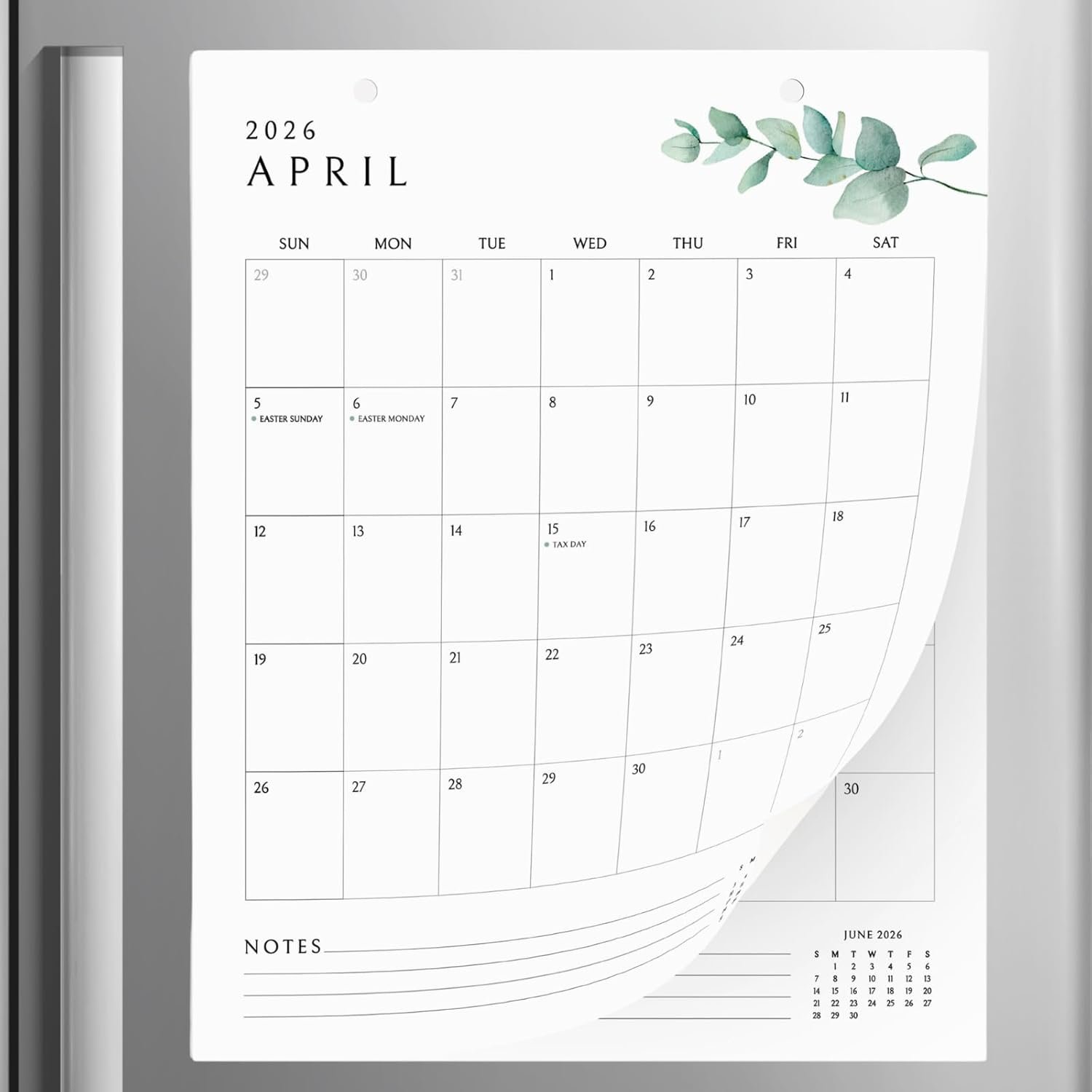 Vertical Greenery Botanical Magnetic Calendar for Fridge 2026-2027,13.5x11 Inches 18-Month