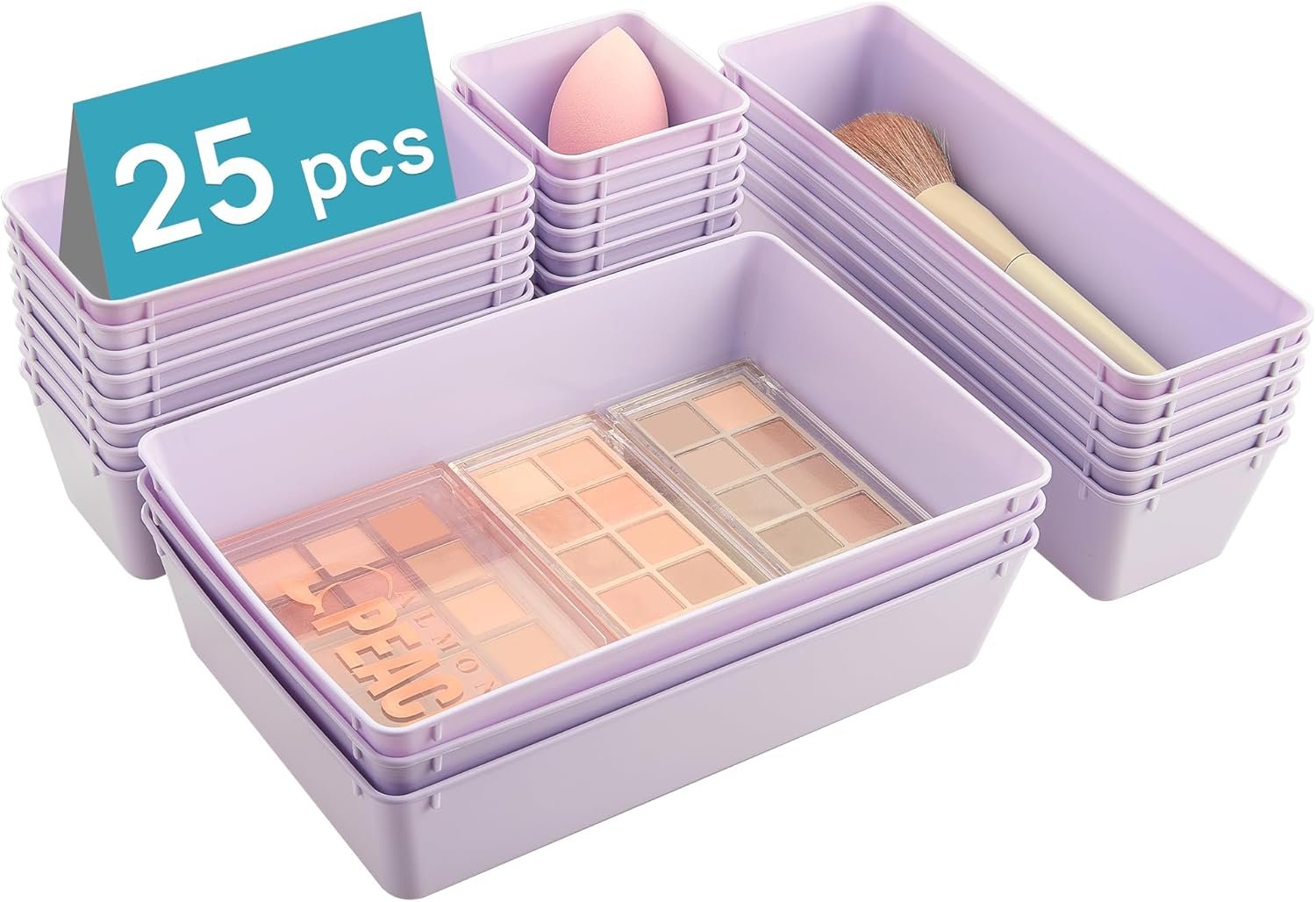 Vtopmart 25 PCS Plastic Drawer Organizers Set, 4-Size Versatile Bathroom