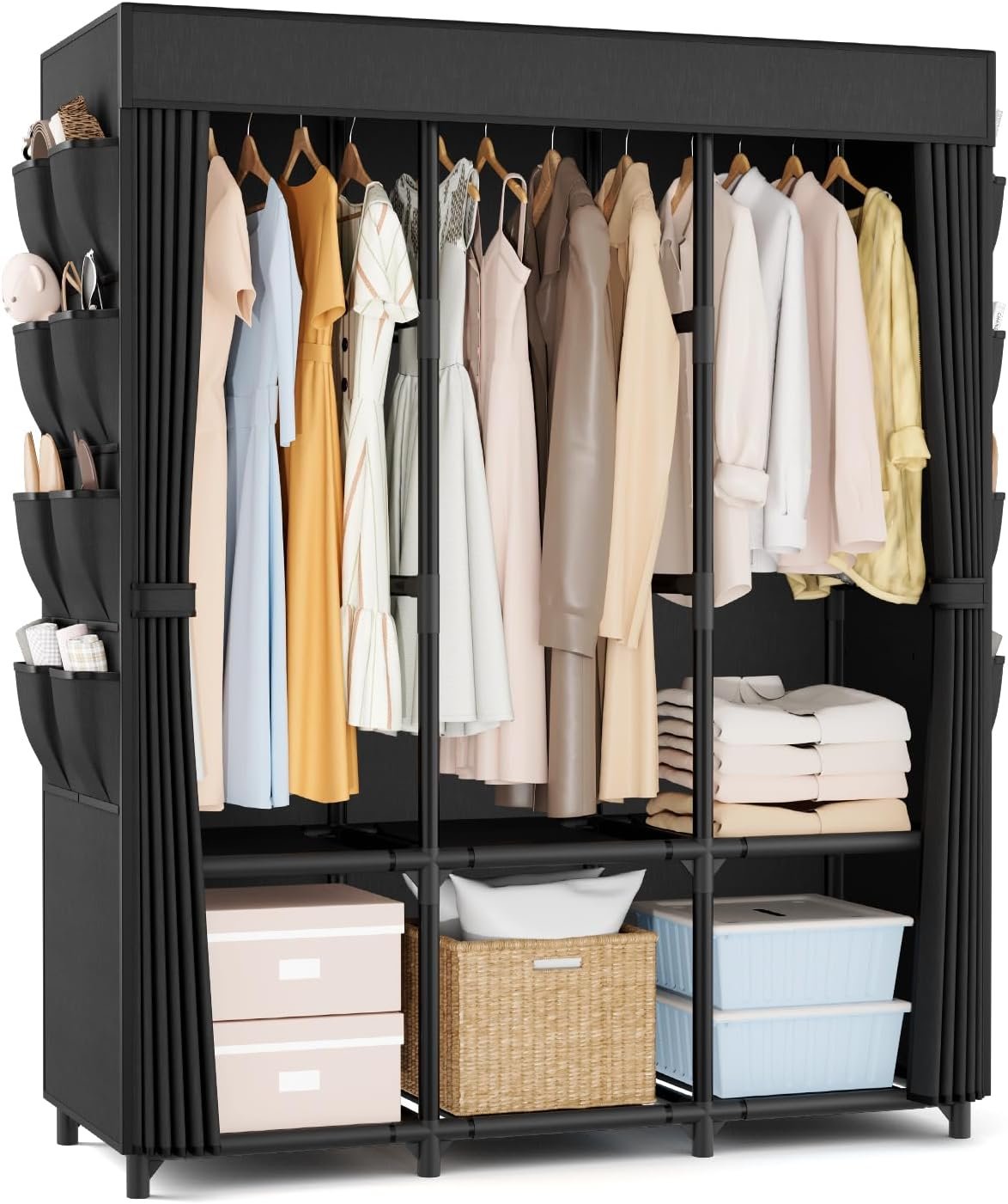Wardrobe Closet, Portable Closets for Hanging Clothes 19mm Steel Tube
