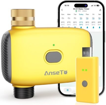 WiFi Water Timer for Garden WiFi Sprinkler Timer Outdoor, Irrigation Timers 1 Outlet Brass Inlet WiFi Hose Timers with APP Remote Control/Rain Delay/Manual for Garden/Lawn/Yard Watering System