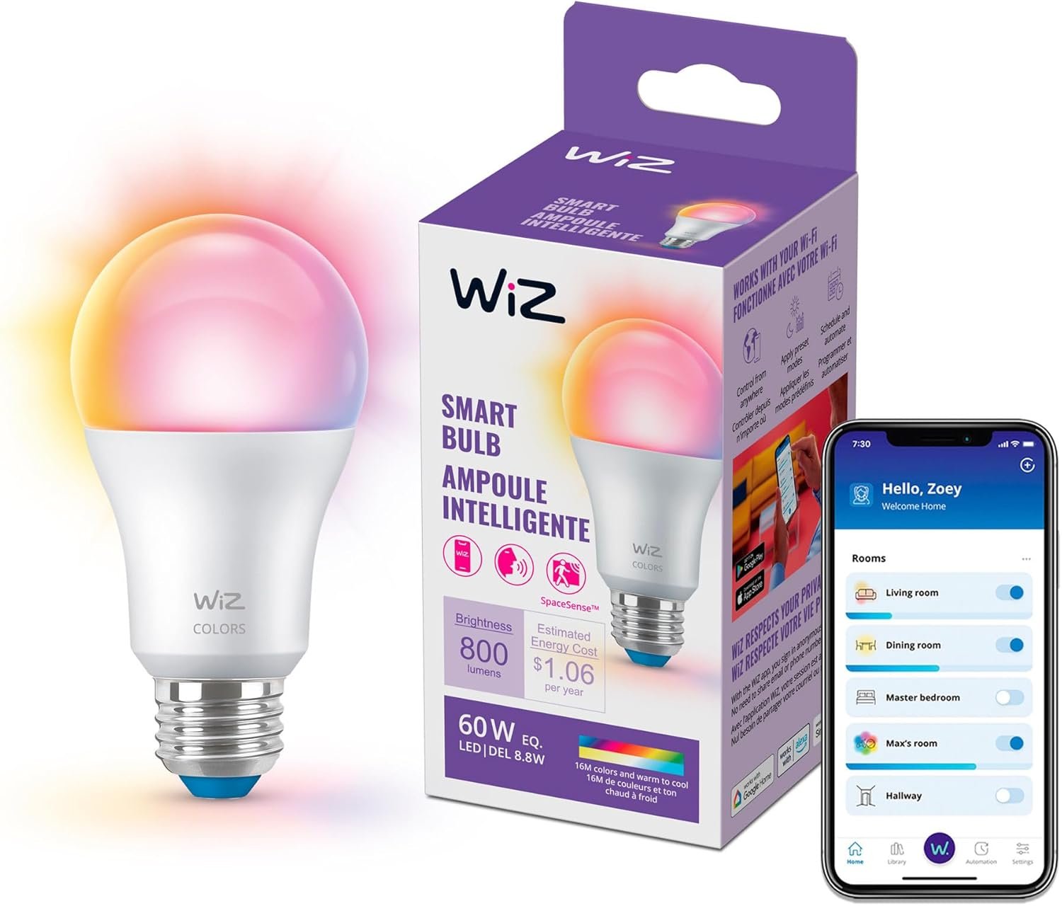 WiZ Connected LED Smart Light Bulbs, Sunset to Sunrise Automation