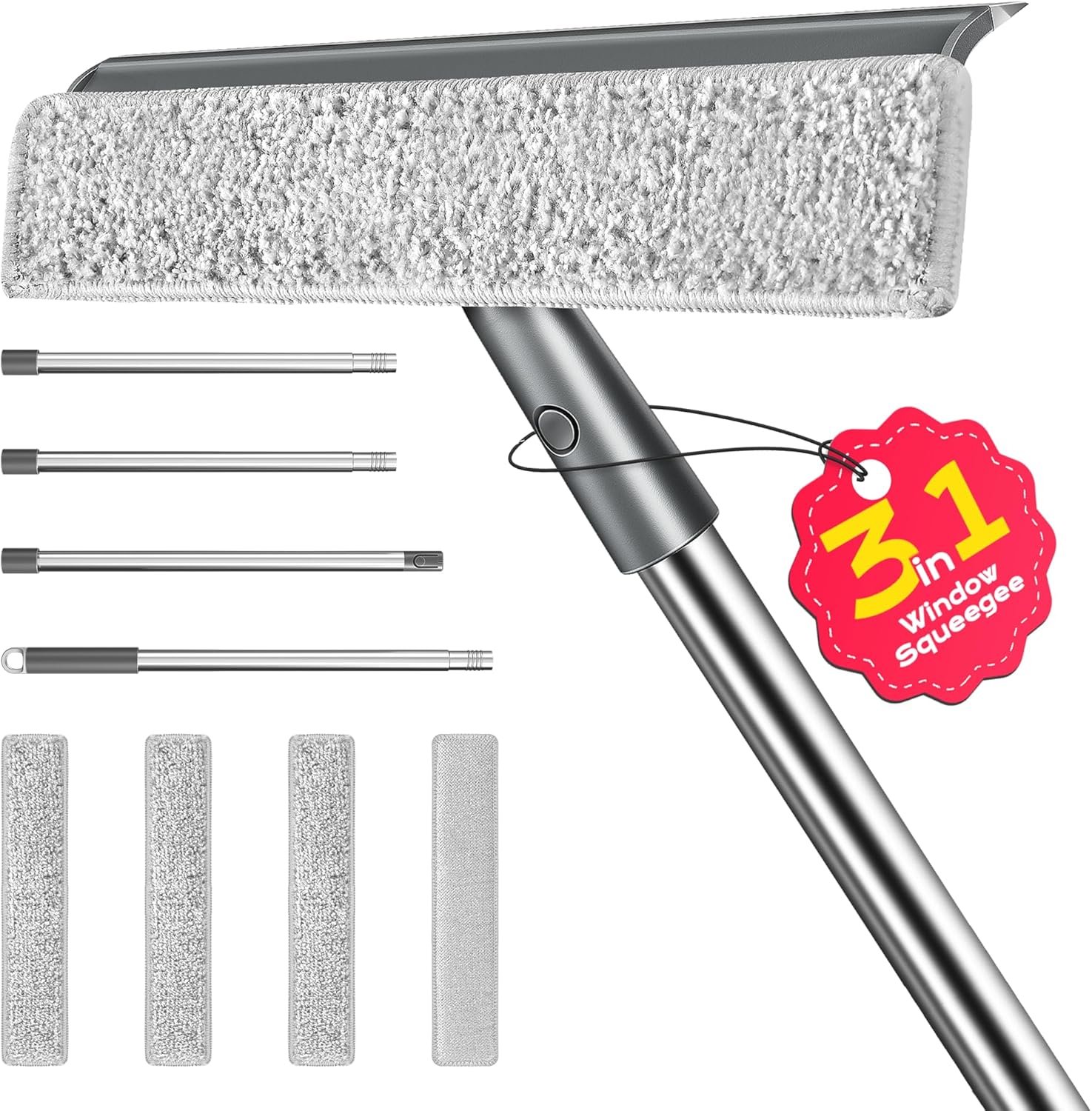 Window Squeegee for Home, Window Cleaner Tool with Extension Pole,