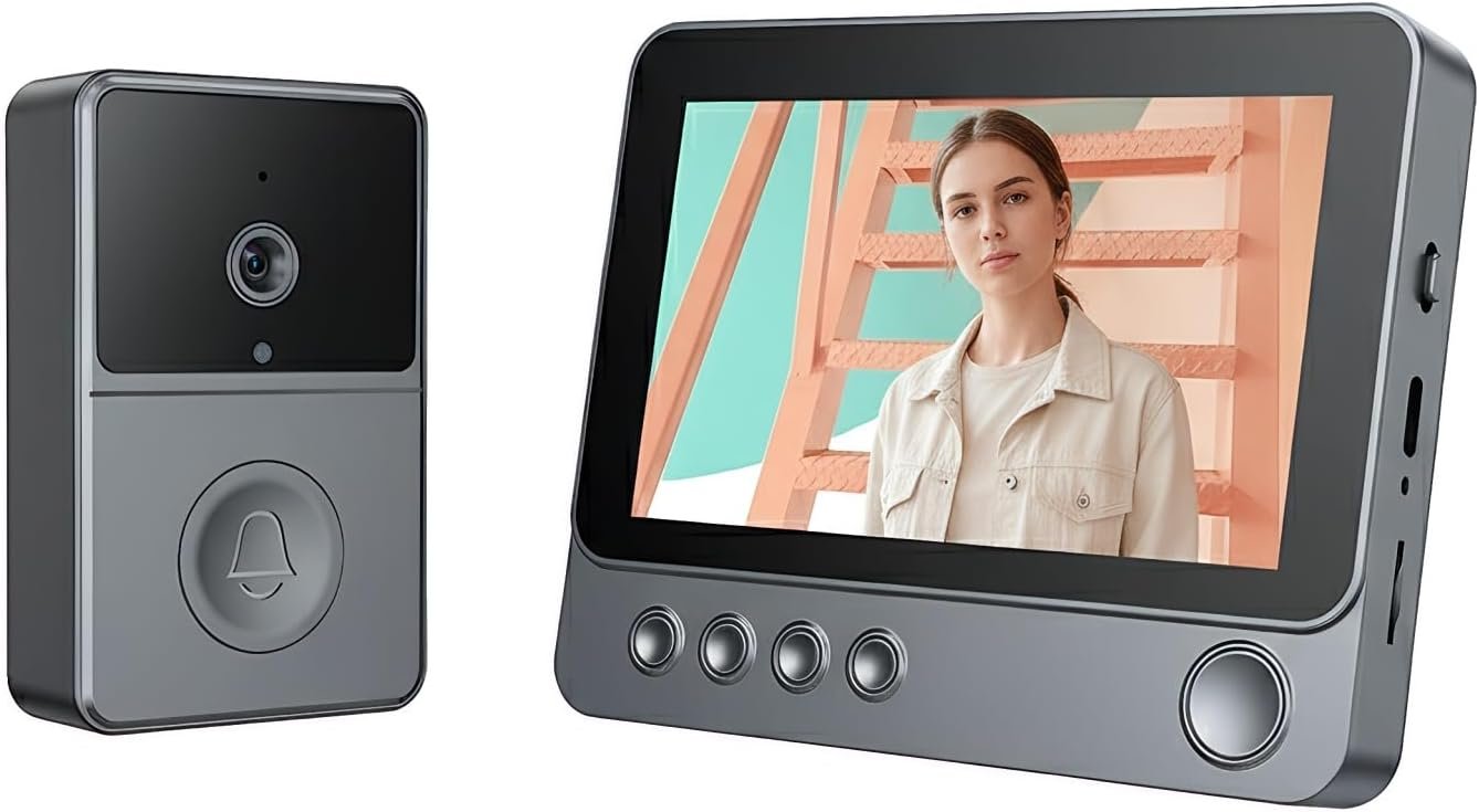 Wireless Ring Battery doorbell with 4.3 inches Screen - Easy
