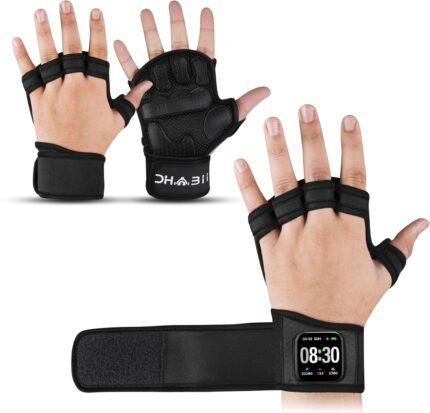 Workout Gloves for Men & Women, Smartwatch Compatible Ventilated Gym Gloves with Wrist Wrap Support, Breathable Weight Lifting Gloves for Fitness, Training & Cycling with Excellent Grip