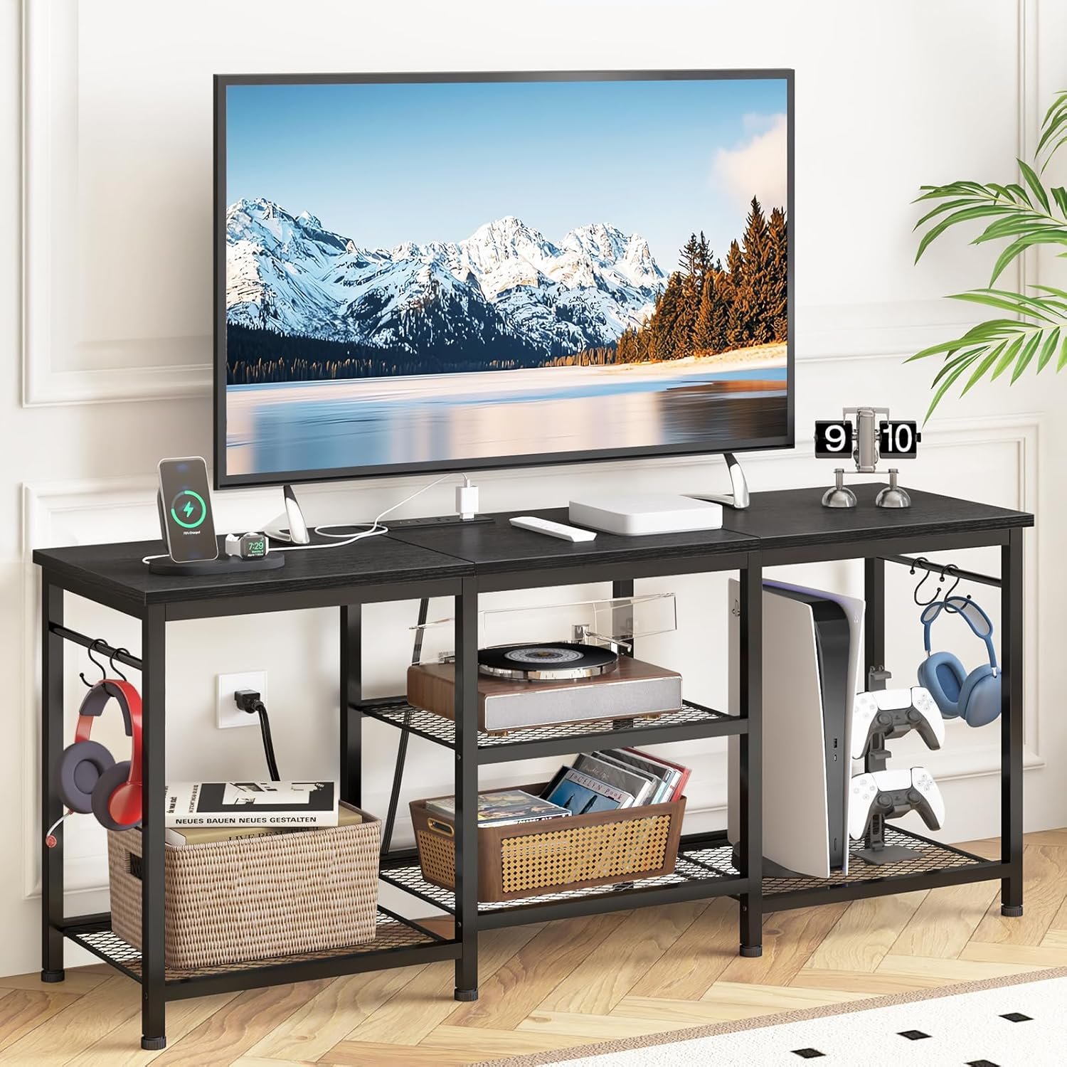 YGEOMER TV Stand for Tvs Up to 55 Inch, Entertainment