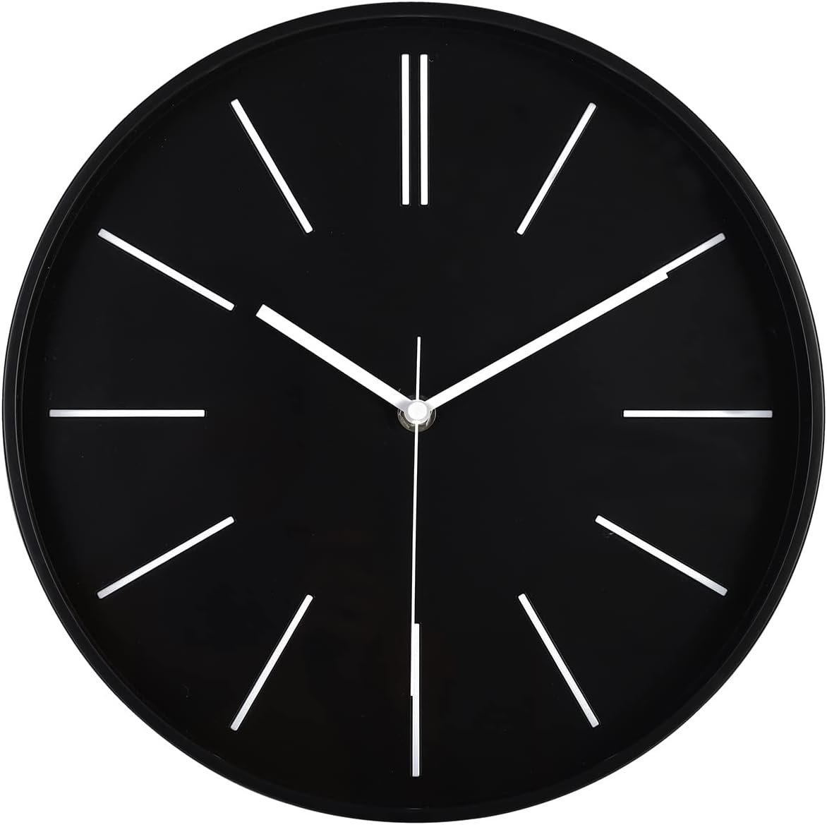 zyzamay Modern 12 Inch Round 3D Wall Clock, Black, Silent