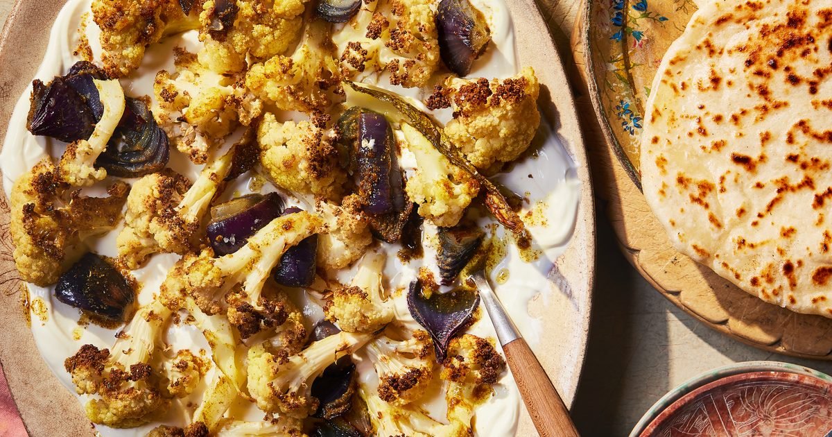 2-ingredient flatbreads with roasted cauliflower recipe