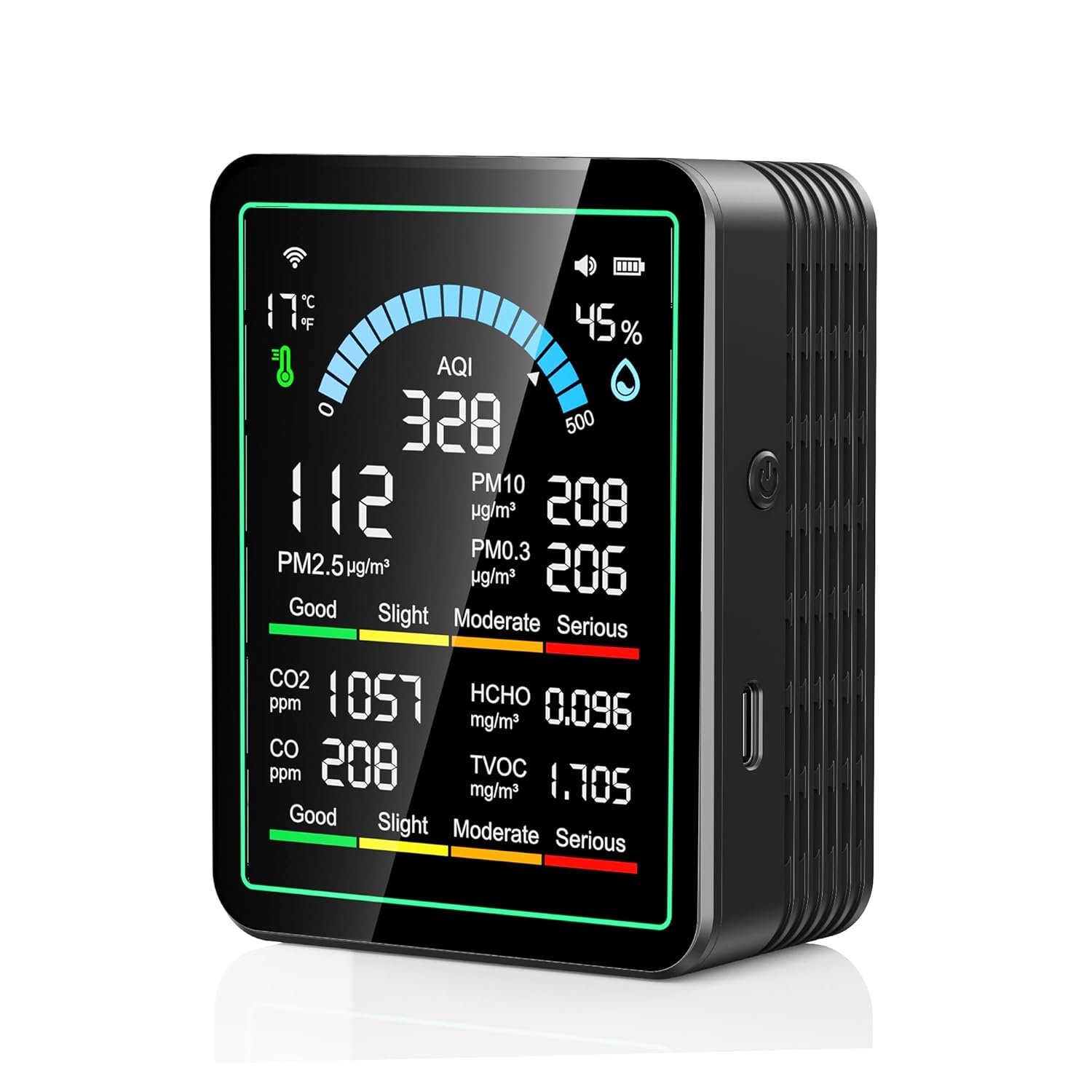 Air Quality Monitor Indoor, 10 in 1 Portable Smartair Quality