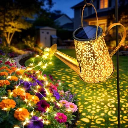 Anordsem Solar Watering Can Lights: Metal Cloud Lantern Outdoor with Hook - Waterproof Garden Art Hanging Decoration for Yard Patio Lawn - Christmas Birthday Gifts for Women Mom Grandma
