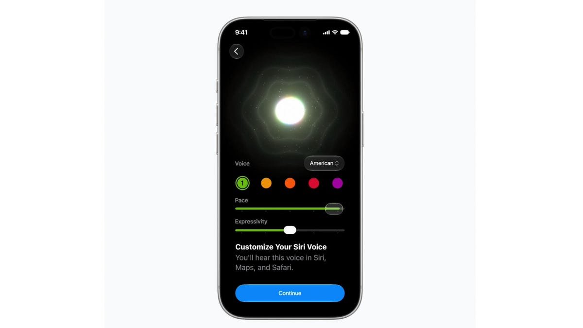 A phone showing Siri's new customization options.