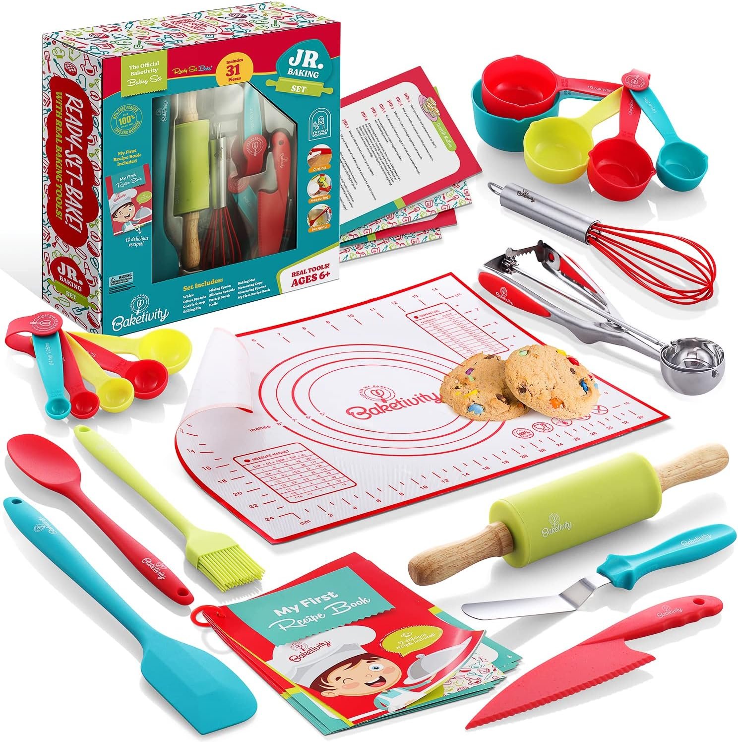 Baketivity 31-Piece Kids Baking Tools Set – Real Cooking Utensils