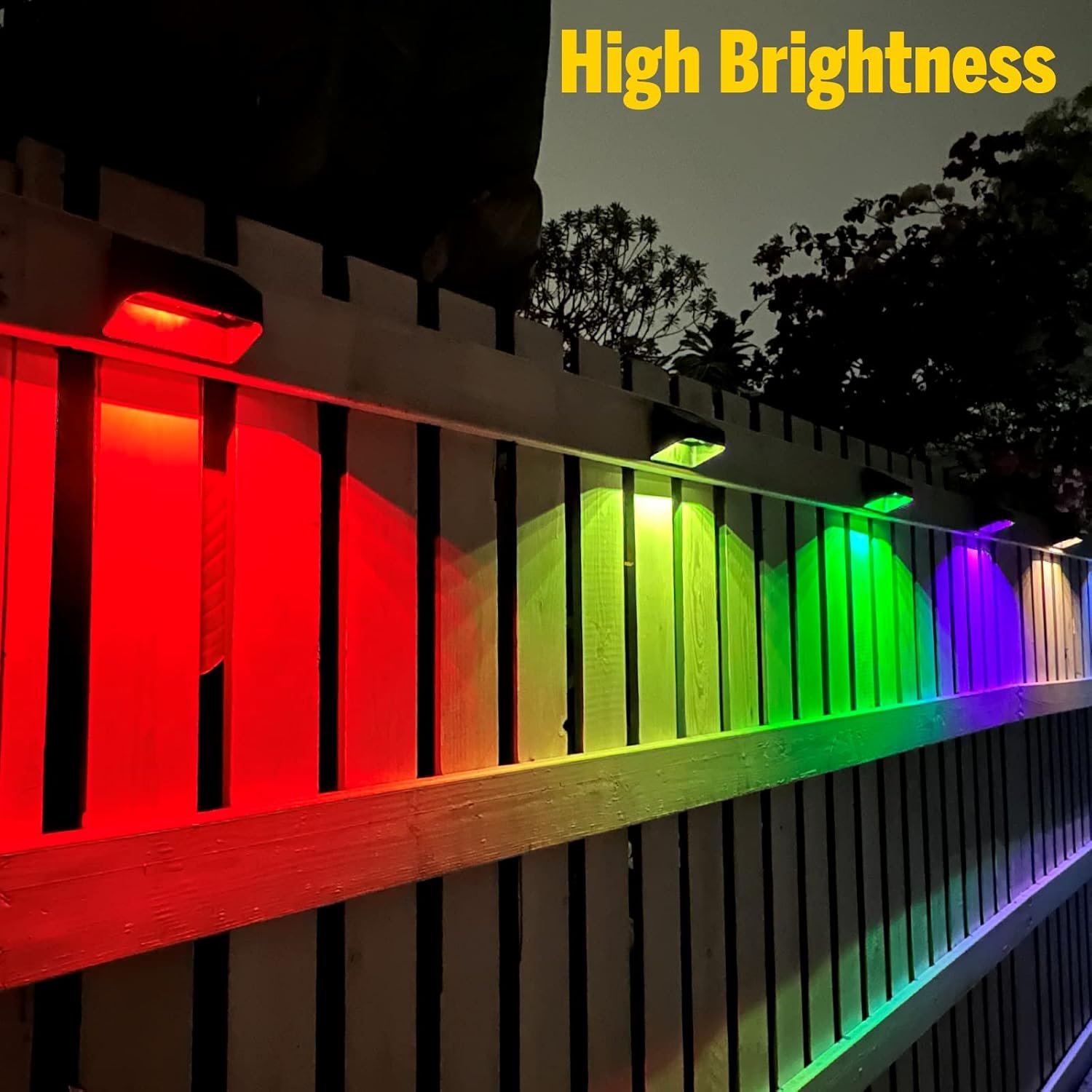 Brighter Solar Fence Lights,Solar Lights Outdoor Waterproof,Warm White and RGB