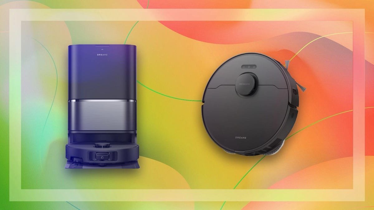 Dreame L40 Ultra Gen2 robot vacuum on red and orange background