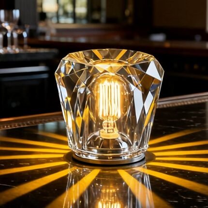 Cordless Crystal Table Lamp for Bedroom, Rechargeable Battery Operated for Area No Plug, Dimmable Wireless Lamp for Power Outage, Decorative Lamps for Tabletop Corner Entryway Stairway Fireplace