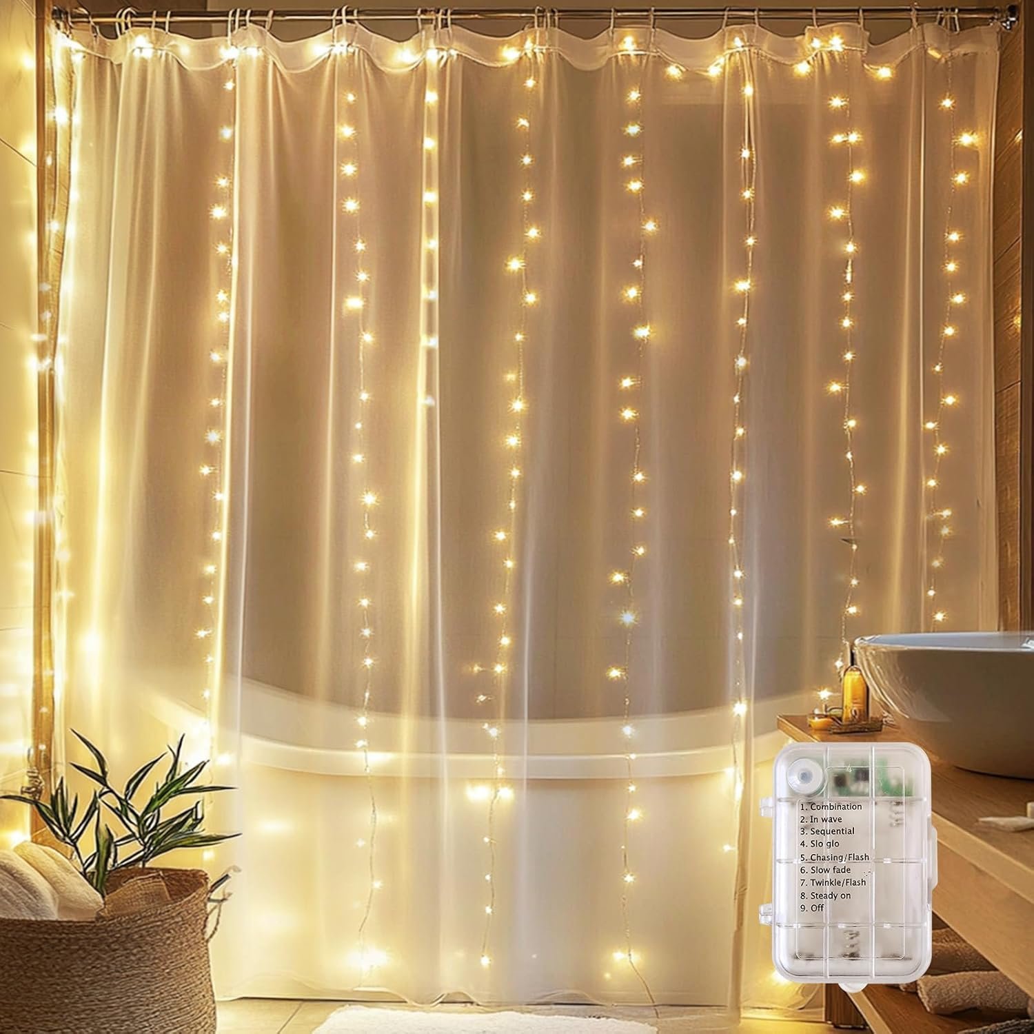 Fairy Lights for Shower Curtains, Waterproof String Lights for 72