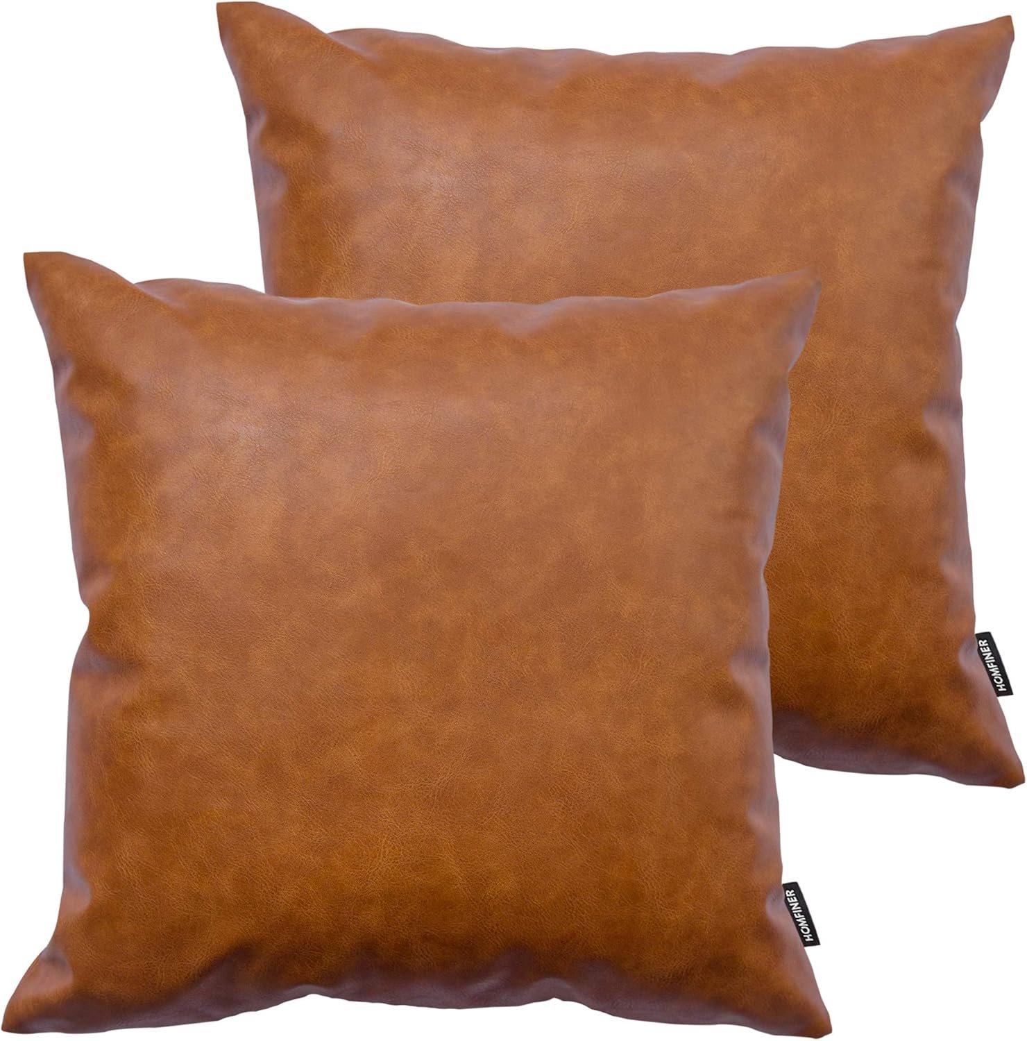 Faux Leather Throw Pillow Covers 20x20 inch Set of 2