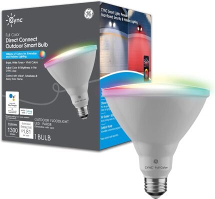 GE Lighting CYNC Smart LED Light Bulb, Color Changing Lights, Bluetooth and Wi-Fi Lights, Works with Alexa and Google Home, PAR38 Outdoor Floodlight (1 Pack)