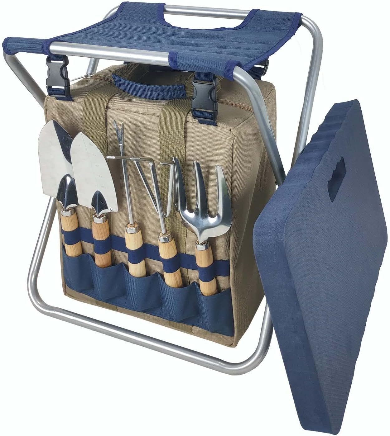 Garden Folding Gardener Stool with Gardening Tools Insulation Garden Bags