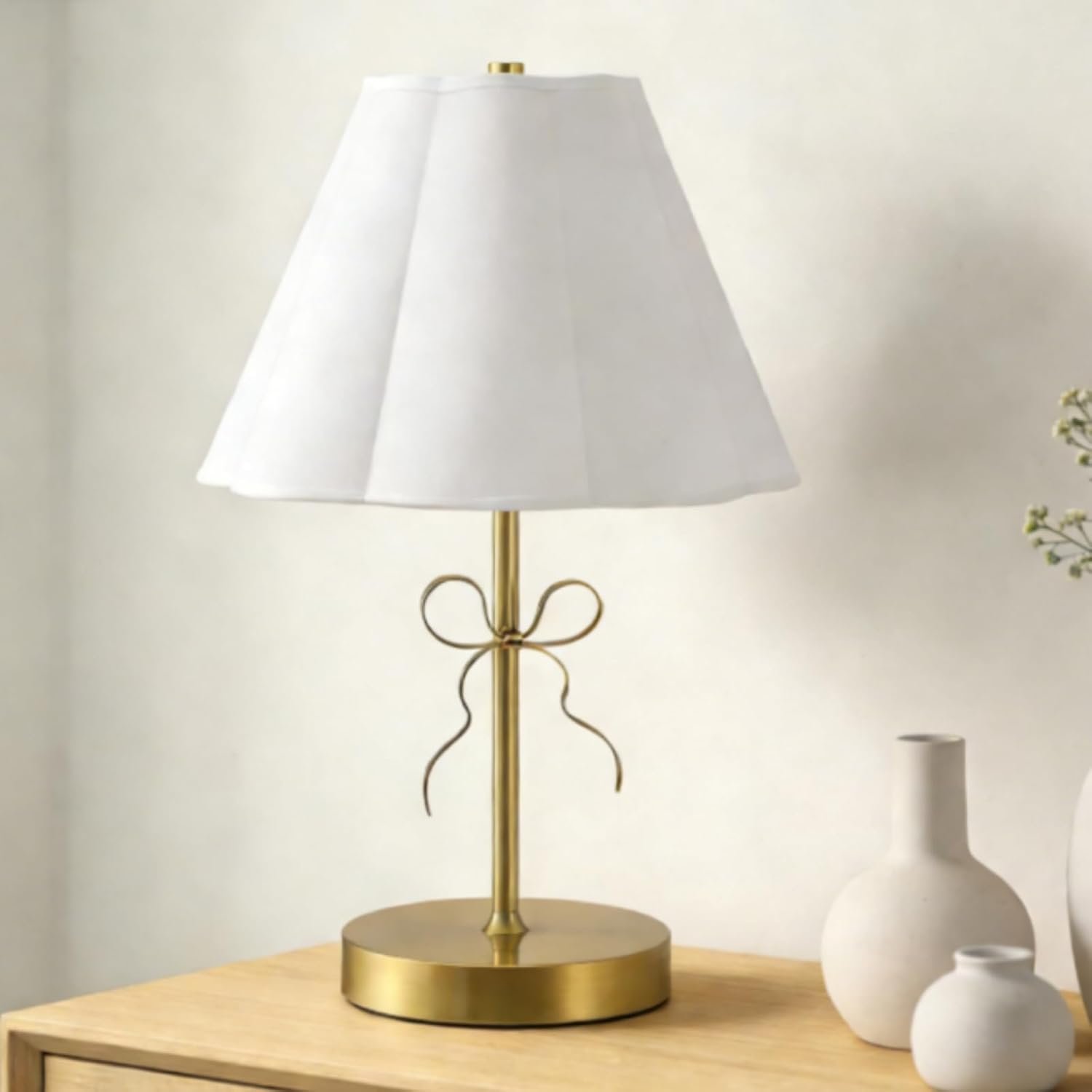 Gold Bow Table Lamp for Girls Room 16 Inch Large