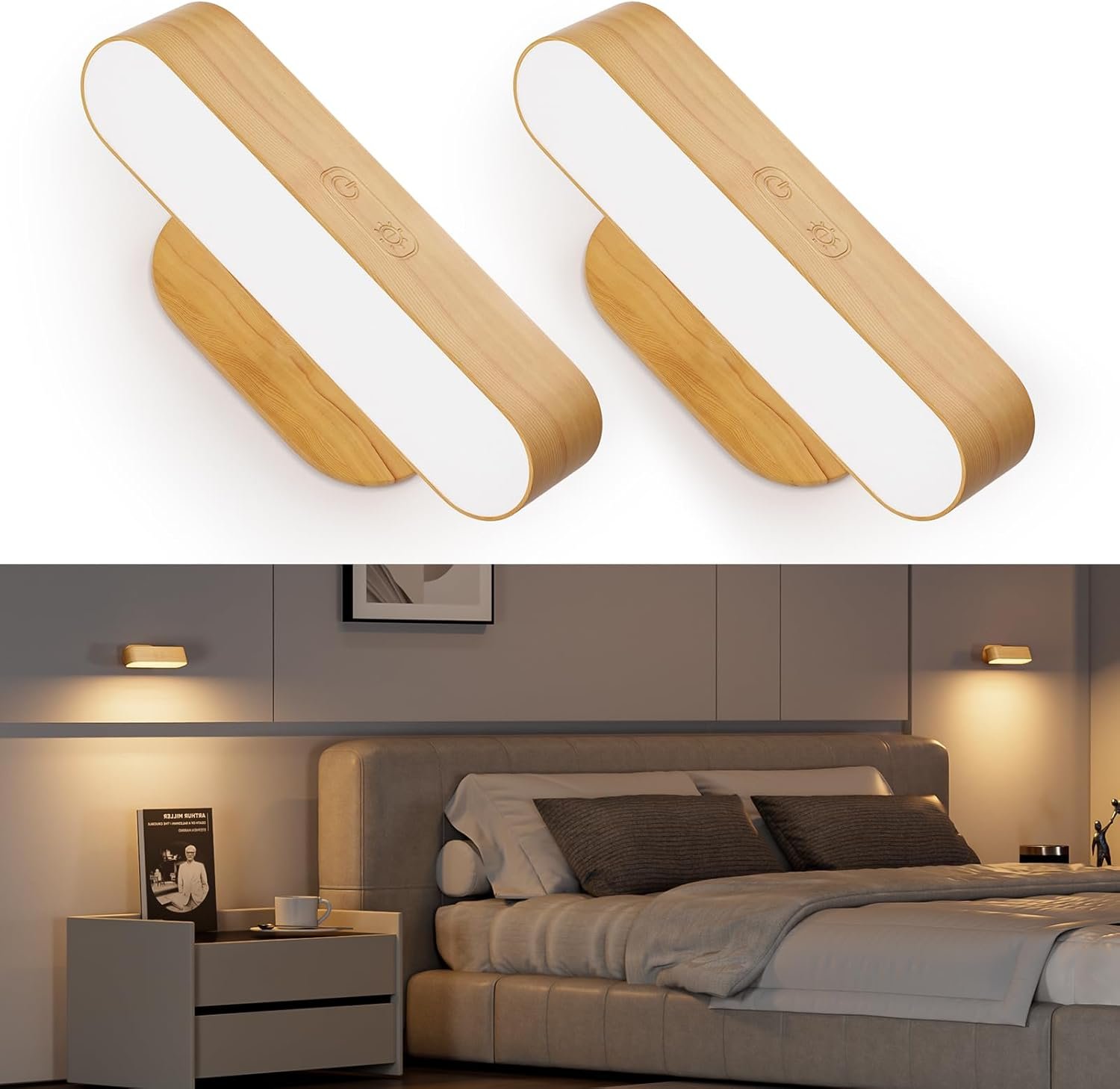 Hensam Battery Operated Wall Sconces, Wireless LED Wall Sconce Set