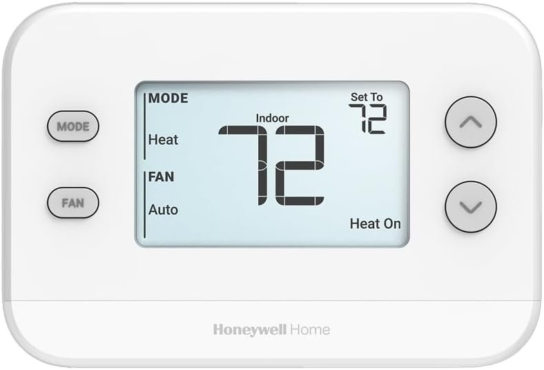 Honeywell Non-Programmable, 3H/2C Heat Pump, 2H/2C Conventional, Large Display Thermostat,