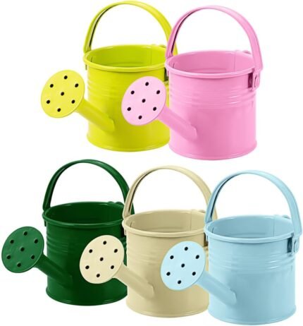 Kisangel 5-Pack Kids Watering Cans Set Mini Garden Watering Pots with Long Spout for Indoor and Outdoor Plants Easy-Grip Handles for Children S Gardening Fun 6.29 X 2.95 X 2.95 Inches