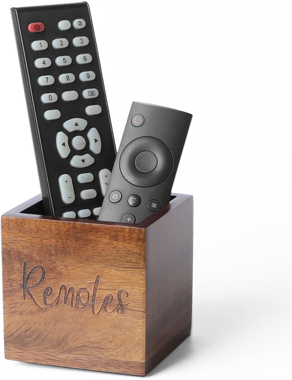 LBEMEY Acacia Wood TV Remote Holder, Caddy and Organizer for