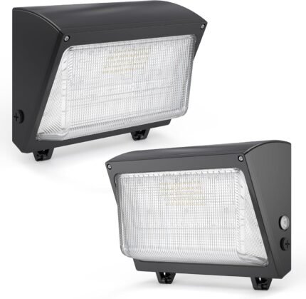LED Wall Pack Light: 120W 18000lm LED Security Flood Lighting with Dusk to Dawn Photocell - Glass Lens Outdoor LED Wall Lights 2Pakcs for Yard ETL Listed