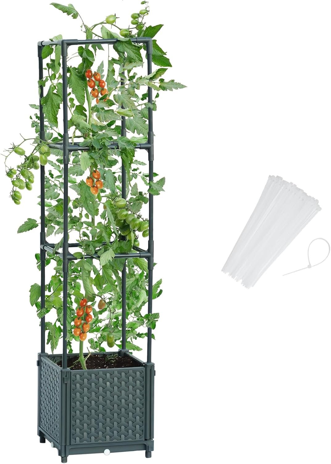 LINEX Raised Garden Bed Planter Box with Trellis, 41.3” Tomato