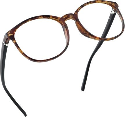 LifeArt Round Blue Light Blocking Glasses, Computer Glasses, Gaming Glasses, TV Glasses for Women Men (Tortoise, 1.50 Magnification)