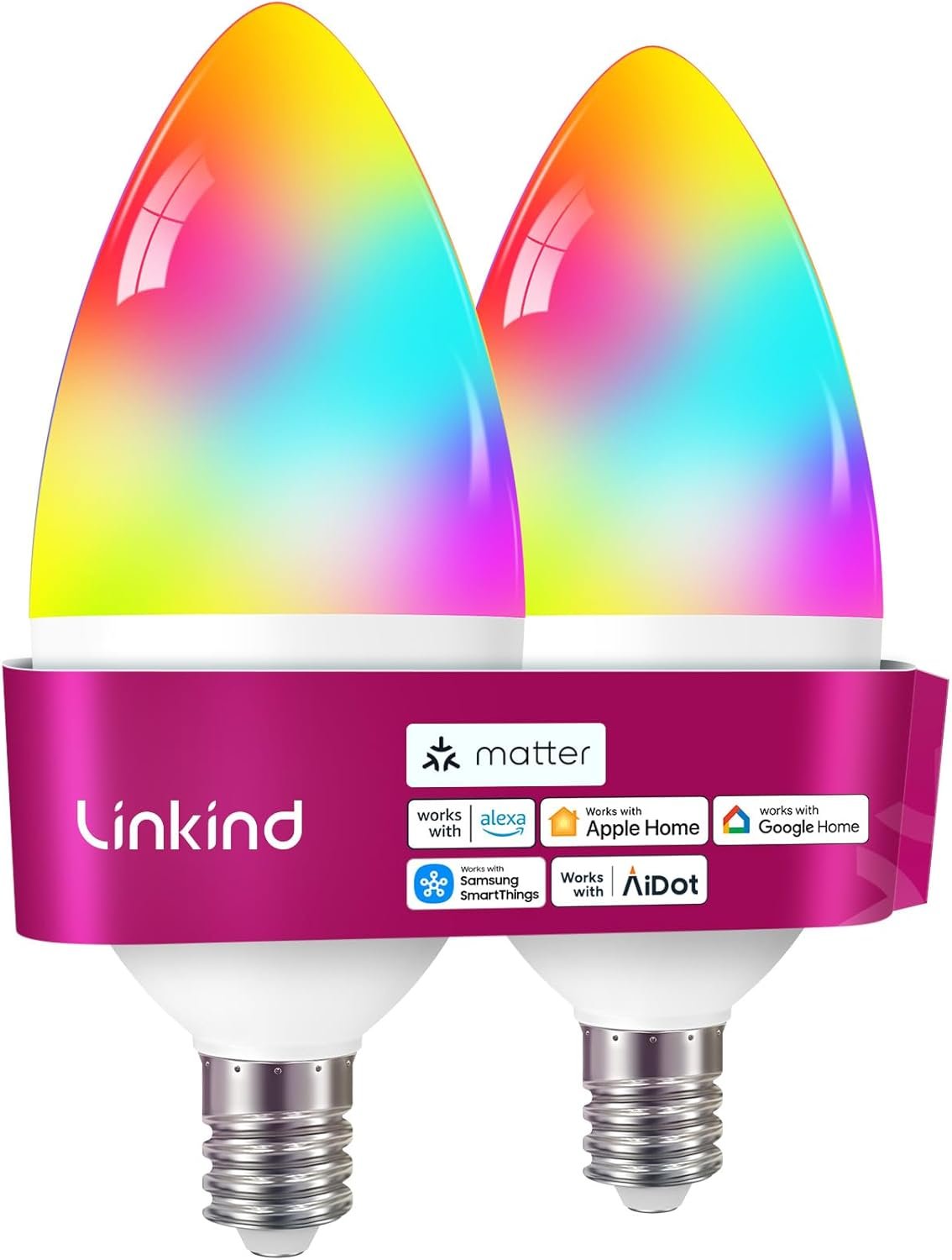 Linkind Matter Smart Light Bulbs, E12 Led Bulb Works with