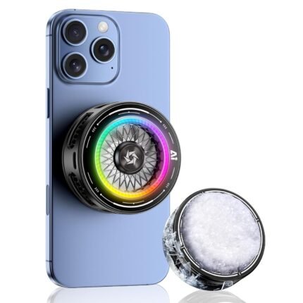 Magnetic Gaming PhoneCooler,Phone Cooling Fan with RGB Lights, Cell Phone Radiator, Phone Heasink Fan for Mobile Games and Live Streaming,Compatible with iPhone 15 16 Pro Max MagSafe Samsung iPad