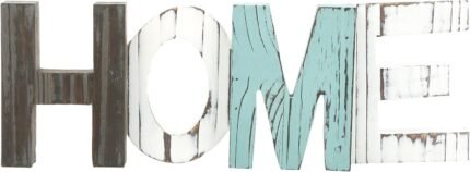 MyGift Rustic Multicolored Solid Wood HOME Cut Out Word Sign, Kitchen Framhouse Frestanding Decor, Mantel, Above Cabinet Decor
