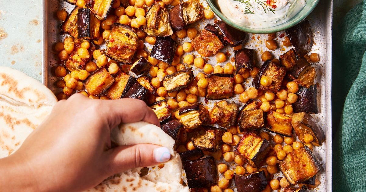 Peri-peri roasted aubergine with herby yogurt