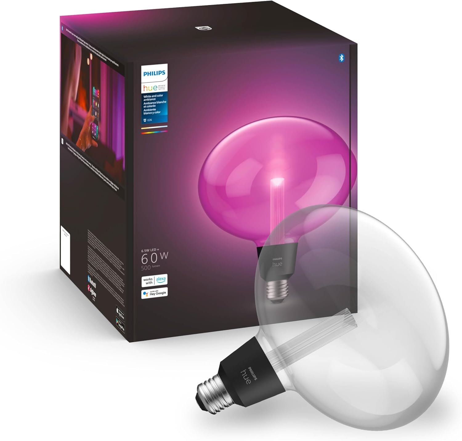 Philips Hue Lightguide Ellipse Smart LED Bulb - Handblown Glass